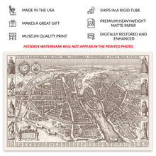 Cargar imagen en el visor de la galería, 1618 Paris France Map Poster - Vintage Bird's Eye View Map of Paris France by Claes Jansz Visscher - Old Paris Map Print