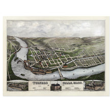 Cargar imagen en el visor de la galería, Digitally Restored and Enhanced 1877 Turners Falls Map Print - Vintage Bird's Eye View Map of Turners Falls Massachusetts Wall Art Poster