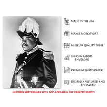 Load image into Gallery viewer, Digitally Restored and Enhanced 1923 Marcus Garvey Poster Photo - Vintage Portrait Photo of Marcus Mosiah Garvey in Uniform Facing Left Print Wall Art