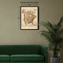 Cargar imagen en el visor de la galería, Digitally Restored and Enhanced 1890 Map of Linguistic Stocks of American Indians Poster - Vintage Map of North America Wall Art - North America Map Print