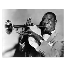 Load image into Gallery viewer, Digitally Restored and Enhanced 1953 Louis Armstrong Photo Print - Vintage Portrait Photo of Louis Daniel Armstrong Playing The Trumpet Wall Art Poster