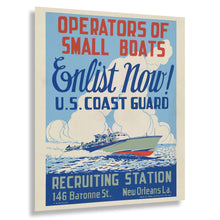 Cargar imagen en el visor de la galería, Digitally Restored and Enhanced 1943 US Coast Guard Small Boats Enlist WWII WPA Federal Art Project Poster - World War II Military Recruitment - Archival Reproduction
