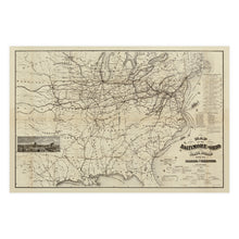 Cargar imagen en el visor de la galería, Digitally Restored and Enhanced 1878 Eastern United States Baltimore Ohio Railroad Map - Gilded Age Transportation Cartography - Industrial Expansion - Gallery Print