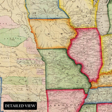 Cargar imagen en el visor de la galería, Digitally restored and Enhanced 1847 United States and Mexico Map Print - Vintage Map of The United States & Mexico Wall Art Poster