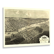 Load image into Gallery viewer, Digitally Restored and Enhanced 1887 Bay City Michigan Map Print - Old Map of Bay City Portsmouth Wenona and Salzburg Bay County Michigan Wall Art Poster