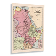 Load image into Gallery viewer, Digitally Restored and Enhanced 1916 Egypt Map Poster Print - Vintage Excelsior Map of Egypt The Nile Basin & Adjoining Countries Wall Art Print