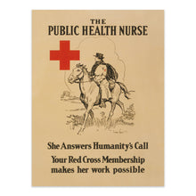 Cargar imagen en el visor de la galería, Digitally Restored and Enhanced 1914 The Public Health Nurse Poster Matte Print - Vintage Matte Poster of A Public Health Nurse on Horseback Wall Art Print