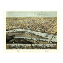 Load image into Gallery viewer, Digitally Restored and Enhanced 1867 Saginaw City Michigan Map Poster - Bird's Eye View of Saginaw Michigan Wall Art Print - Vintage Michigan Map History