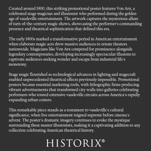 Load image into Gallery viewer, Digitally Restored and Enhanced 1900 Von Arx Magician Illusionist Vaudeville Magic Poster - Victorian Era Entertainment History - Archival Reproduction
