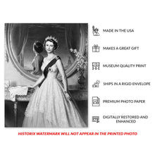 Cargar imagen en el visor de la galería, Digitally Restored and Enhanced 1952 Queen Elizabeth II Portrait Photo - Vintage Photo of Queen Elizabeth II Poster Wall Art Print