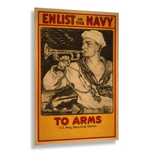 Cargar imagen en el visor de la galería, Digitally Restored and Enhanced 1917 Enlist in the Navy To Arms WWI Recruitment Poster - World War I Military Propaganda - Archival Reproduction