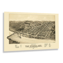 Load image into Gallery viewer, Digitally Restored and Enhanced 1888 Van Buren Arkansas Map Poster - Vintage Perspective Map of Van Buren City Crawford County Arkansas Wall Art Print