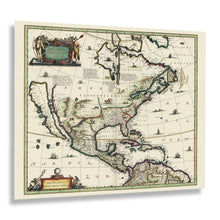 Cargar imagen en el visor de la galería, Digitally Restored and Enhanced 1652 North America Map Poster - Old Map Print of America Septentrionalis - Vintage Map of North America Wall Art Print