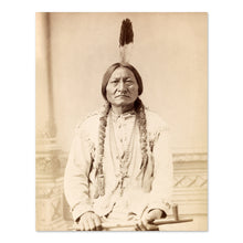 Load image into Gallery viewer, Digitally Restored and Enhanced 1885 Sitting Bull Photo Print - Vintage Portrait Photo of Chief Sitting Bull Lakota Warrior Holding Peace Pipe Wall Art