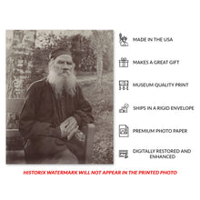 Load image into Gallery viewer, Digitally Restored and Enhanced 1897 Leo Tolstoy Photo Print - Vintage Portrait Photo of Leo Tolstoy - Lev Nikolayevich Tolstoy Wall Art Poster Photo