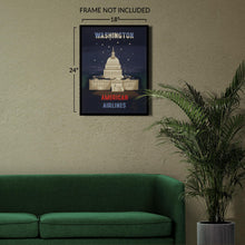 Cargar imagen en el visor de la galería, Digitally Restored and Enhanced 1950 Washington American Airlines Travel Poster - US Capitol Building - Mid-Century Domestic Aviation - Archival Print