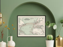 Cargar imagen en el visor de la galería, Digitally Restored and Enhanced 1900 Western Union Transatlantic Cables Map Print - Vintage Map of Western Union Transatlantic Cables Poster Wall Art