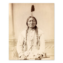 Load image into Gallery viewer, Digitally Restored and Enhanced 1885 Sitting Bull Photo Print - Vintage Portrait Photo of Chief Sitting Bull Lakota Warrior Holding Peace Pipe Wall Art