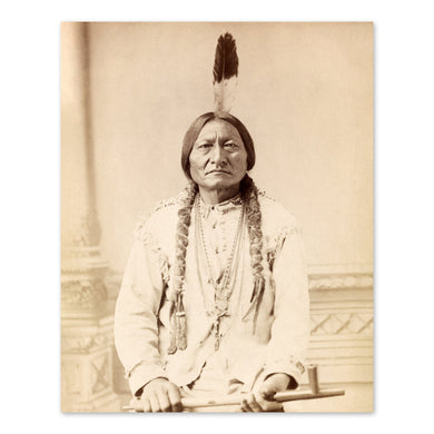 Digitally Restored and Enhanced 1885 Sitting Bull Photo Print - Vintage Portrait Photo of Chief Sitting Bull Lakota Warrior Holding Peace Pipe Wall Art