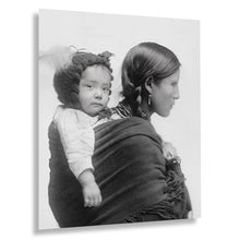 Cargar imagen en el visor de la galería, Digitally Restored and Enhanced 1901 Native American Woman Photo Print - Vintage Portrait Photo of Native American Woman with Baby on Back Wall Art Poster