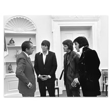 Load image into Gallery viewer, Digitally Restored and Enhanced 1970 President Richard Nixon Photo Print - Old Photo of President Nixon with Elvis Presley Delbert West & Jerry Schilling