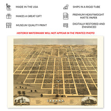 Load image into Gallery viewer, Digitally Restored and Enhanced 1869 Urbana Champaign Illinois Map Print - Vintage Bird's Eye View of Urbana City Champaign Illinois Map Poster Wall Art