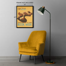Cargar imagen en el visor de la galería, 1949 Make Friends with Books Book Week Poster - Mid-Century Library Promotion - Vintage Reading Art - Archival Reproduction