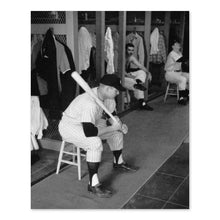 Load image into Gallery viewer, Digitally Restored and Enhanced 1956 Mickey Mantle Photo Print - Old Photo of New York Yankees Player Mickey Mantle Sitting in Locker Room Wall Art Poster