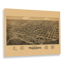 Cargar imagen en el visor de la galería, Digitally Restored and Enhanced 1888 Texarkana Texas & Arkansas Map Print - Vintage Map of Texas and Arkansas - Perspective Map of Texas and Arkansas