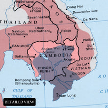 Load image into Gallery viewer, Digitally Restored and Enhanced 1970 Khmer Empire Cambodia Map Print - Vintage Map of The Khmer Empire in Cambodia Wall Art - Cambodia History Map Poster