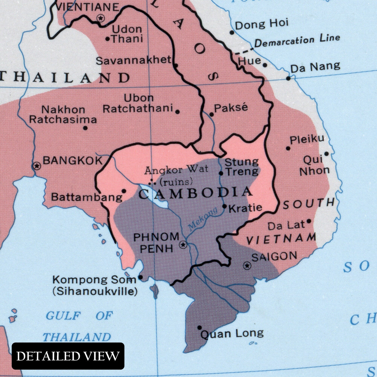 1970 Khmer Empire Cambodia Southeast Asia Map Print Wall Art Poster 1970-khmer-empire-cambodia-southeast-asia-map-print-wall-art-poster