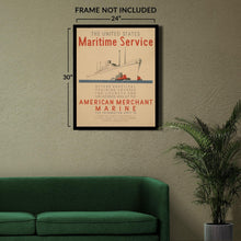 Load image into Gallery viewer, Digitally Restored and Enhanced 1936 US Maritime Service Merchant Marine Training Poster - WPA Federal Art Project - Naval Education Campaign - Museum Print