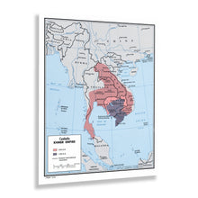 Load image into Gallery viewer, Digitally Restored and Enhanced 1970 Khmer Empire Cambodia Map Print - Vintage Map of The Khmer Empire in Cambodia Wall Art - Cambodia History Map Poster