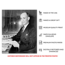Load image into Gallery viewer, Digitally Restored and Enhanced 1937 Napoleon Hill Poster Photo - Old Portrait Photo of Napoleon Hill Holding His Book Think and Grow Rich Wall Art Print