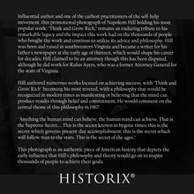 Load image into Gallery viewer, Digitally Restored and Enhanced 1937 Napoleon Hill Photo Print - Vintage Photo of Napoleon Hill Holding His Book Think and Grow Rich Wall Art Poster