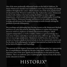 Load image into Gallery viewer, Digitally Restored and Enhanced 1930 Dr Maria Montessori Portrait Photo Print - Vintage Photo of Maria Montessori - Doctor Maria Montessori Poster Photo