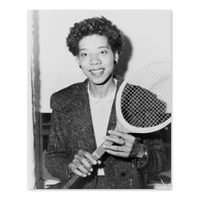 Cargar imagen en el visor de la galería, Digitally Restored and Enhanced 1956 Althea Gibson Photo Print - Vintage Portrait Photo of Tennis Player Althea Gibson Poster Holding Tennis Racquet