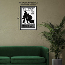 Load image into Gallery viewer, Digitally Restored and Enhanced 1937 Illinois Make It Safe Workplace Safety WPA Federal Art Project Poster - Depression Era Art Deco - Archival Reproduction