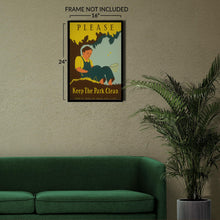 Load image into Gallery viewer, Digitally Restored and Enhanced 1938 Keep the Park Clean Ohio State Parks WPA Federal Art Project Poster - Depression Era Art Deco - Archival Reproduction