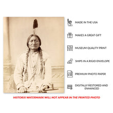 Load image into Gallery viewer, Digitally Restored and Enhanced 1885 Sitting Bull Photo Print - Vintage Portrait Photo of Chief Sitting Bull Lakota Warrior Holding Peace Pipe Wall Art