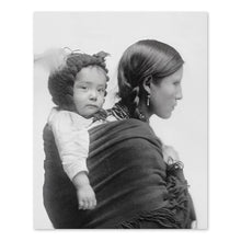 Cargar imagen en el visor de la galería, Digitally Restored and Enhanced 1901 Native American Woman Photo Print - Vintage Portrait Photo of Native American Woman with Baby on Back Wall Art Poster