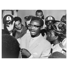 Load image into Gallery viewer, Digitally Restored and Enhanced 1960 Patrice Lumumba Photo Print - Vintage Photo of Patrice Emery Lumumba Speaking with Supporters Wall Art Poster Print