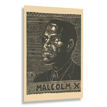 Cargar imagen en el visor de la galería, Digitally Restored and Enhanced 1976 Malcolm X Poster - Vintage San Francisco Civil Rights Art - Linoleum Cut African American History - Archival Reproduction