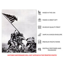 Load image into Gallery viewer, Digitally Restored and Enhanced 1945 United States Marine Corps Raising the Flag on Iwo Jima Photo Print - Vintage Photo of Flag Raising on Iwo Jima Poster