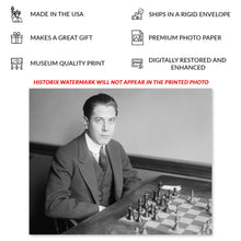 Cargar imagen en el visor de la galería, Digitally Restored and Enhanced 1915 Jose Raul Capablanca Photo Print - Vintage Photo of Cuban Chess Champion José Raúl Capablanca Wall Art Poster