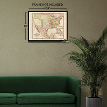 Cargar imagen en el visor de la galería, Digitally restored and Enhanced 1847 United States and Mexico Map Print - Vintage Map of The United States & Mexico Wall Art Poster