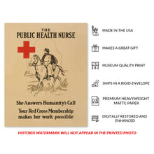 Cargar imagen en el visor de la galería, Digitally Restored and Enhanced 1914 The Public Health Nurse Poster Matte Print - Vintage Matte Poster of A Public Health Nurse on Horseback Wall Art Print