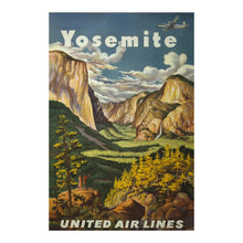 Cargar imagen en el visor de la galería, Digitally Restored and Enhanced 1945 Yosemite National Park United Airlines Travel Poster - Golden Age Aviation - California Art - Archival Print