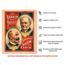Load image into Gallery viewer, 1897 The Barnum & Bailey Greatest Show on Earth Poster Print - Vintage Barnum and Bailey The Greatest Show on Earth Wall Art