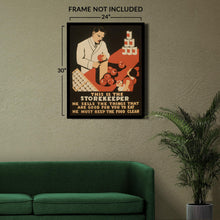 Cargar imagen en el visor de la galería, Digitally Restored and Enhanced 1936 New York City Storekeeper Food Safety Public Health WPA Federal Art Project Poster - Depression Era Art Deco - Archival Reproduction